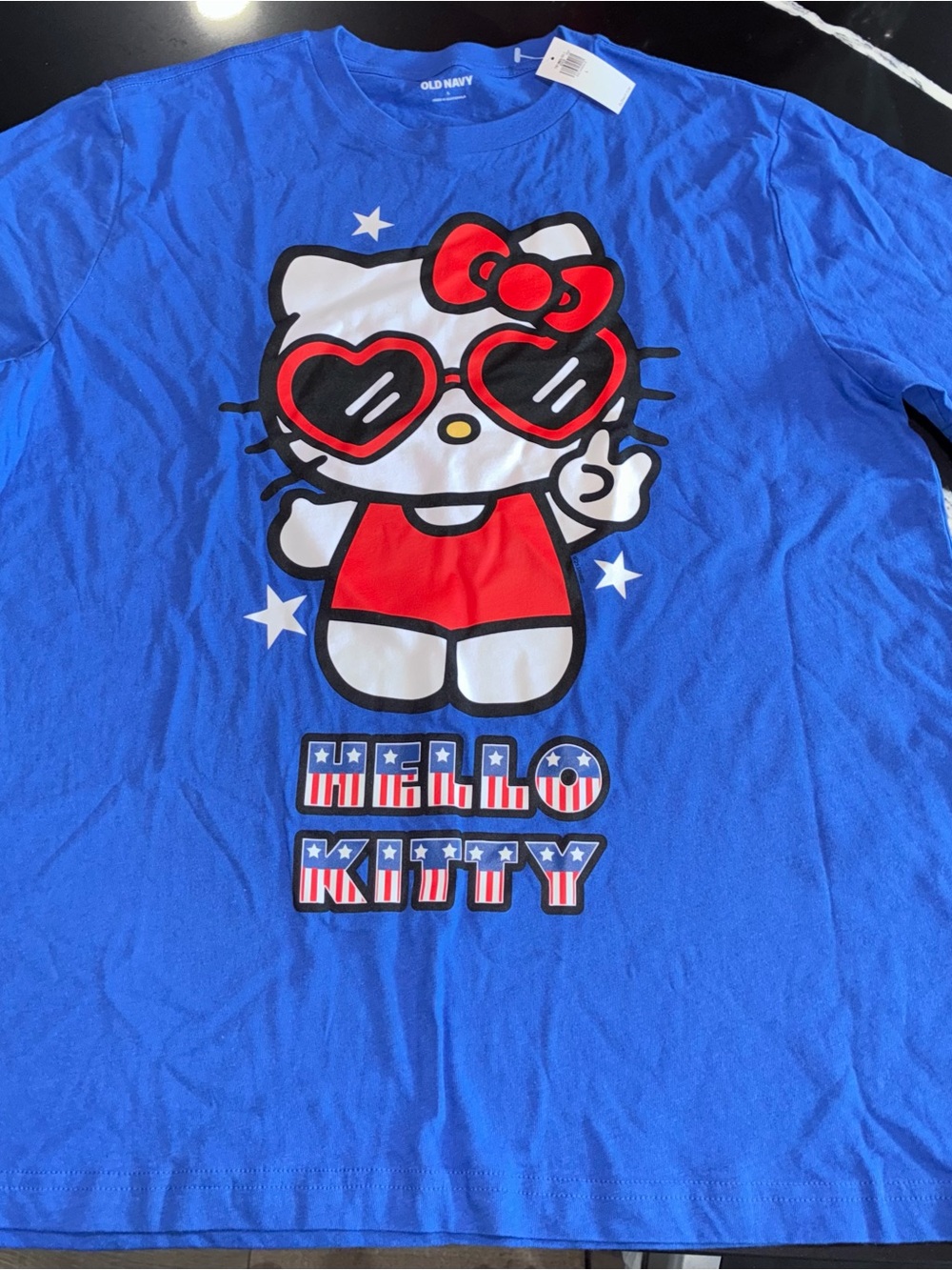 Old Navy Blue Hello Kitty Graphic Tee with Red Accents Women
